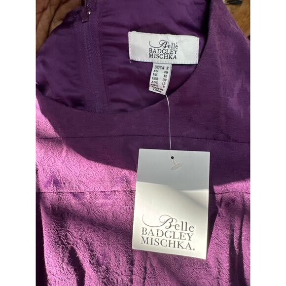 Badgley Mischka Purple and Black Midi Dress Size 8 NWT - Picture 9 of 9
